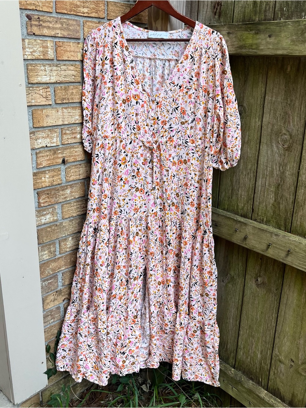 Petal & Pup Pink Floral Tiered Maxi Dress Wedding Guest